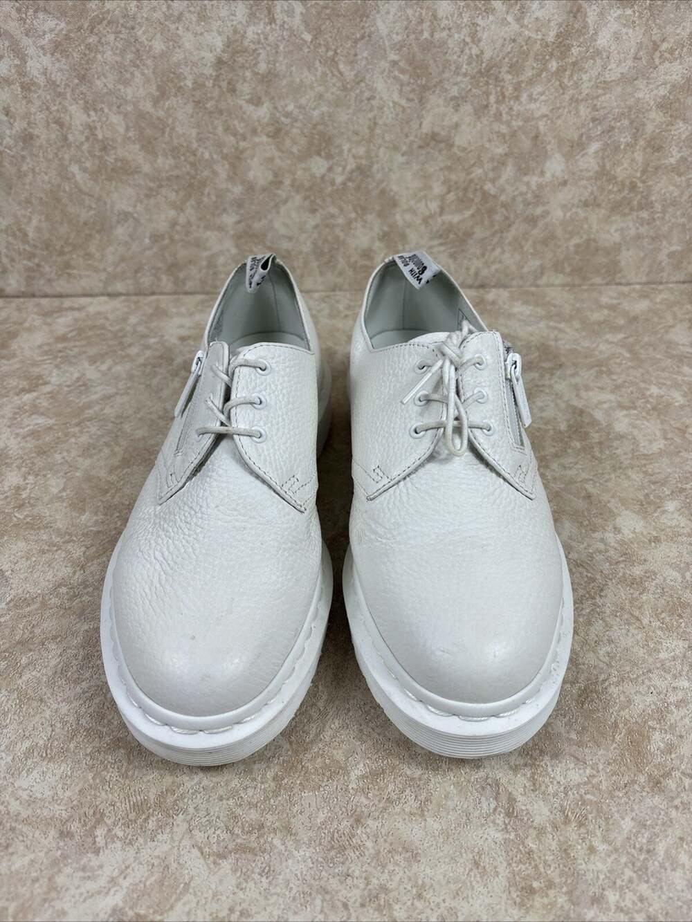 Doc Martens Air Wair 1461 w/Zip Leather Platform Shoes W9 (EU 41) White Textured